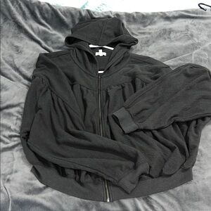 American Eagle Outfitters Black Zip-Up Hooded Top- NWOT